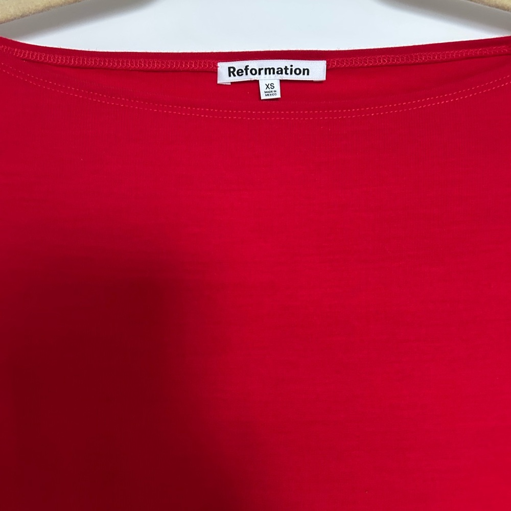 Reformation Wiley Knit Top XS in Lipstick Red EUC - Picture 3 of 6